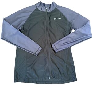 TESLA Men's Performance Zip Jacket XL Black Gray Athletic Running Training Layer
